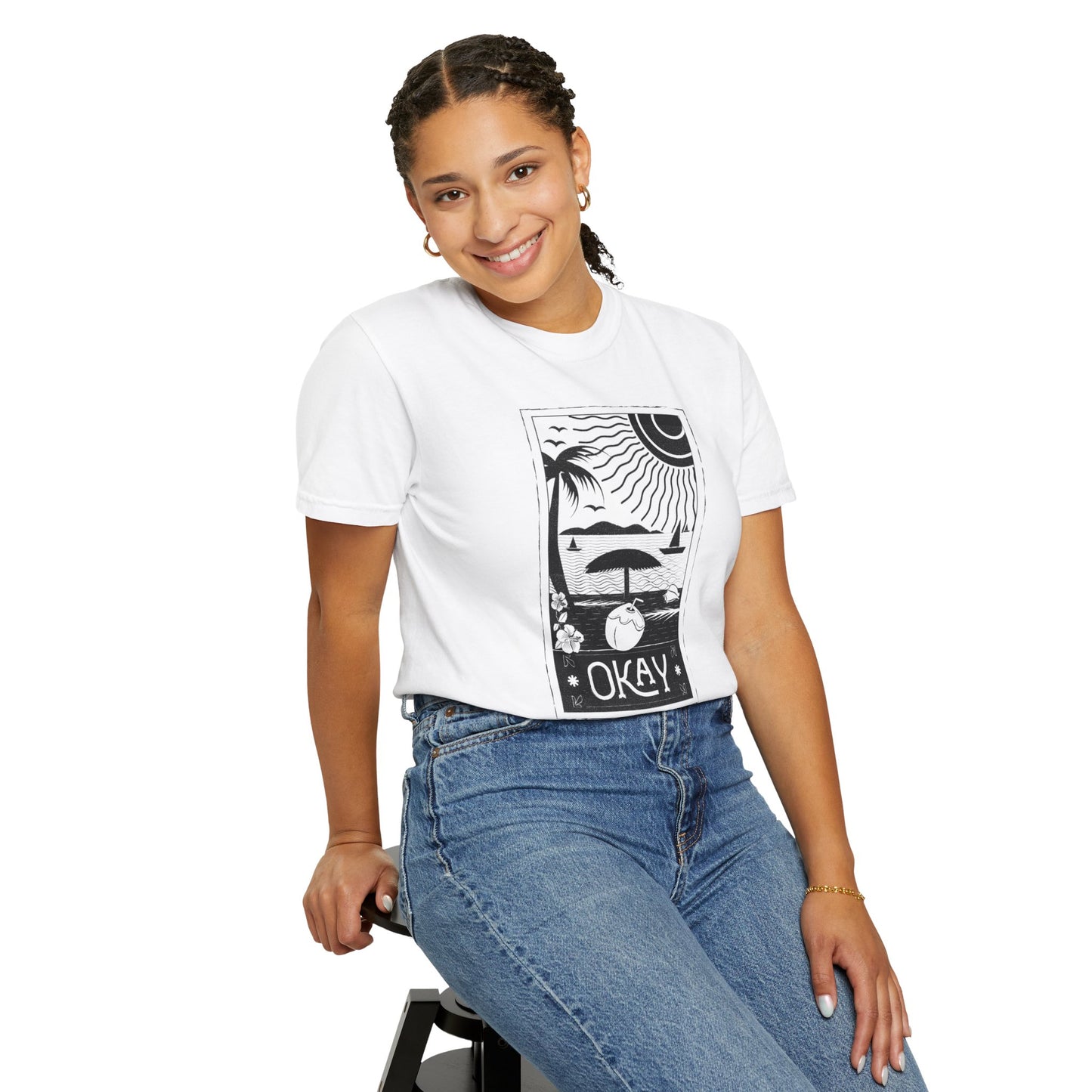 Okay - Unisex Garment-Dyed T-Shirt - Vintage Graphic Tee for Bohemian Style and Art Lovers
