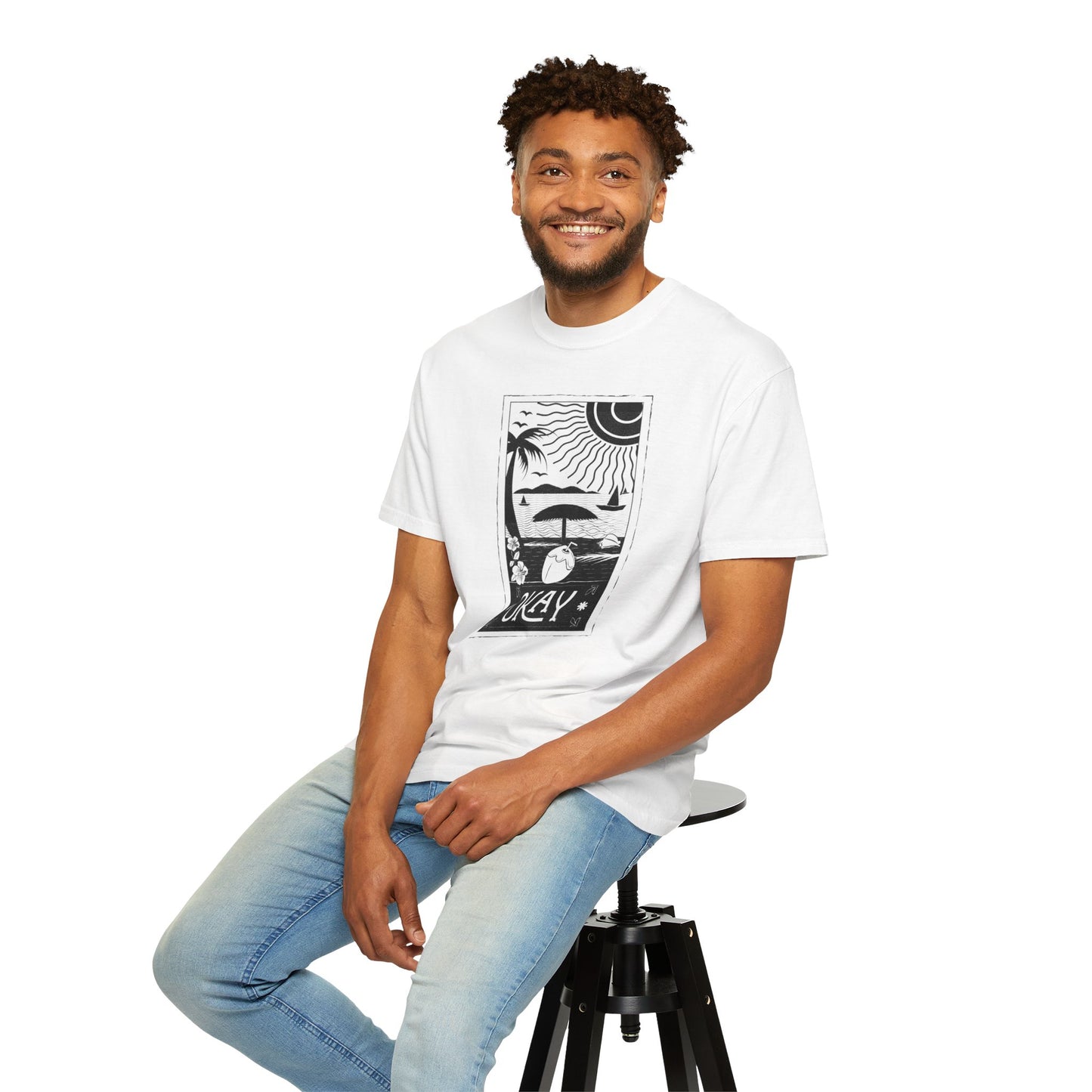 Okay - Unisex Garment-Dyed T-Shirt - Vintage Graphic Tee for Bohemian Style and Art Lovers