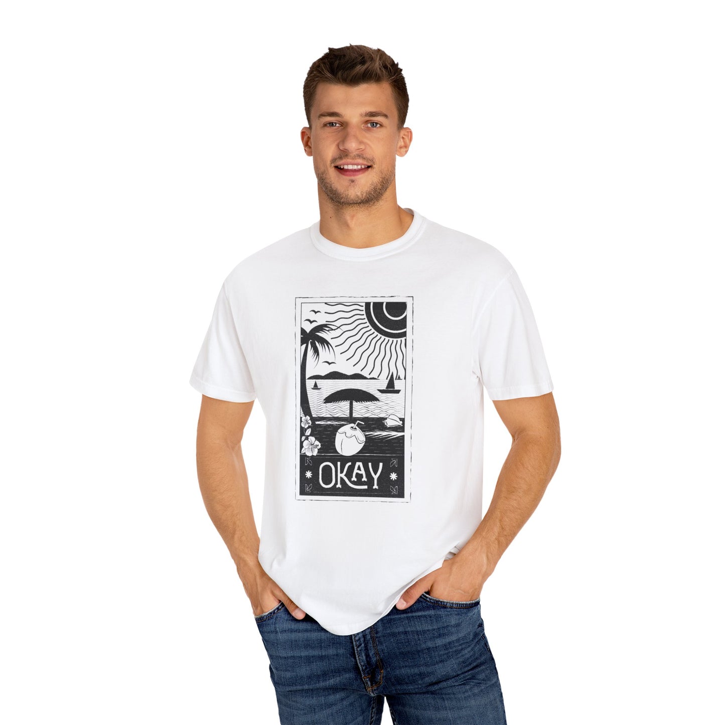 Okay - Unisex Garment-Dyed T-Shirt - Vintage Graphic Tee for Bohemian Style and Art Lovers