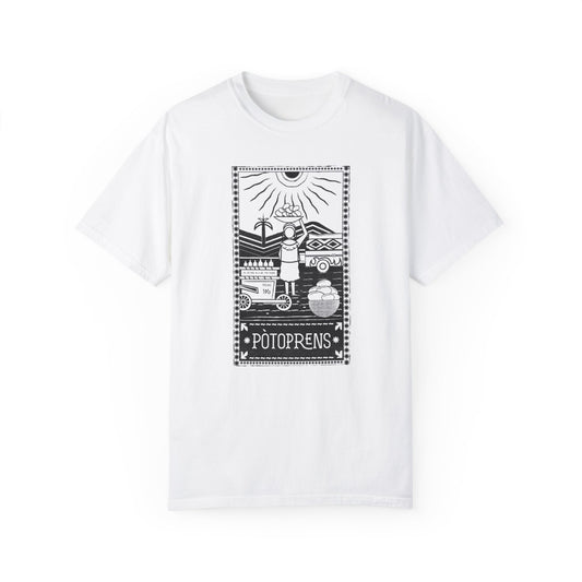 POTOPRENS Unisex Garment-Dyed T-Shirt - Vintage Graphic Tee for Bohemian Style and Art Lovers